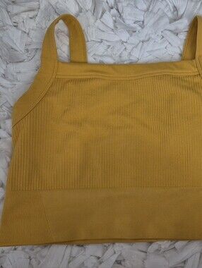YPB ABERCROMBIE Mustard Ribbed Tank Top Seamless Squareneck